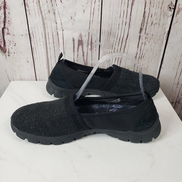 Sketchers Memory Foam Slip On Loafer Shoes Womens Sz 8.5M Air Cooled Mesh Black - Picture 5 of 7